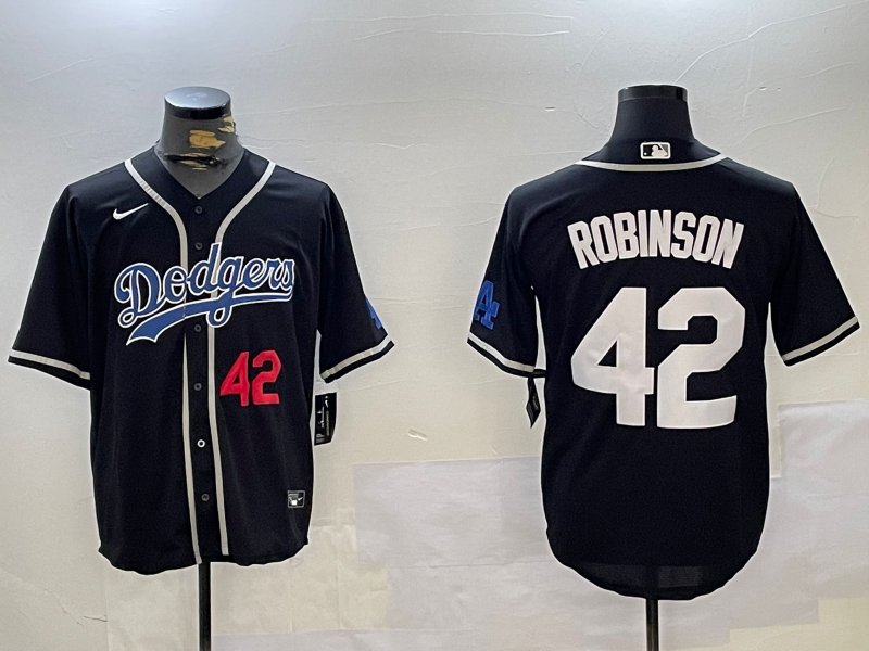Men's Los Angeles Dodgers Jackie Robinson #42 Black Jersey